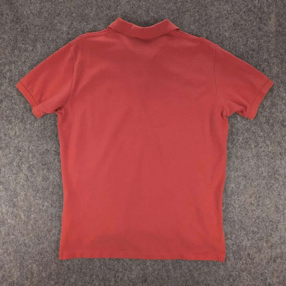 Polo Ralph Lauren Polo Shirt Mens Large Orange Pique Cotton Short Sleeve